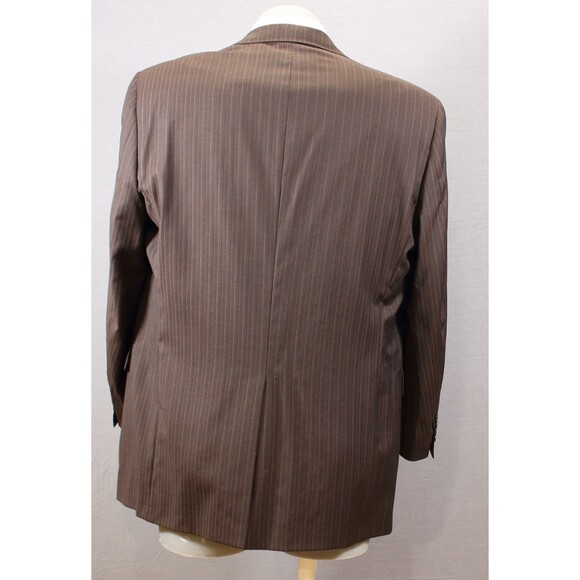 Austin Reed 2 Piece Suit Mens 2 Button Wool Brown Striped 44L Pleated 38" W USA - Picture 8 of 11